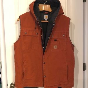 Carhartt duck fleece lined vest rust color